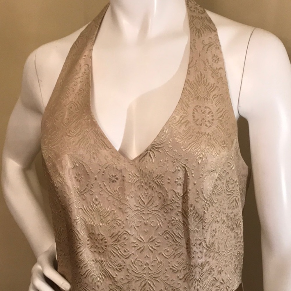 DAVID’S BRIDAL Gold Tone Halter Dress - Picture 5 of 7